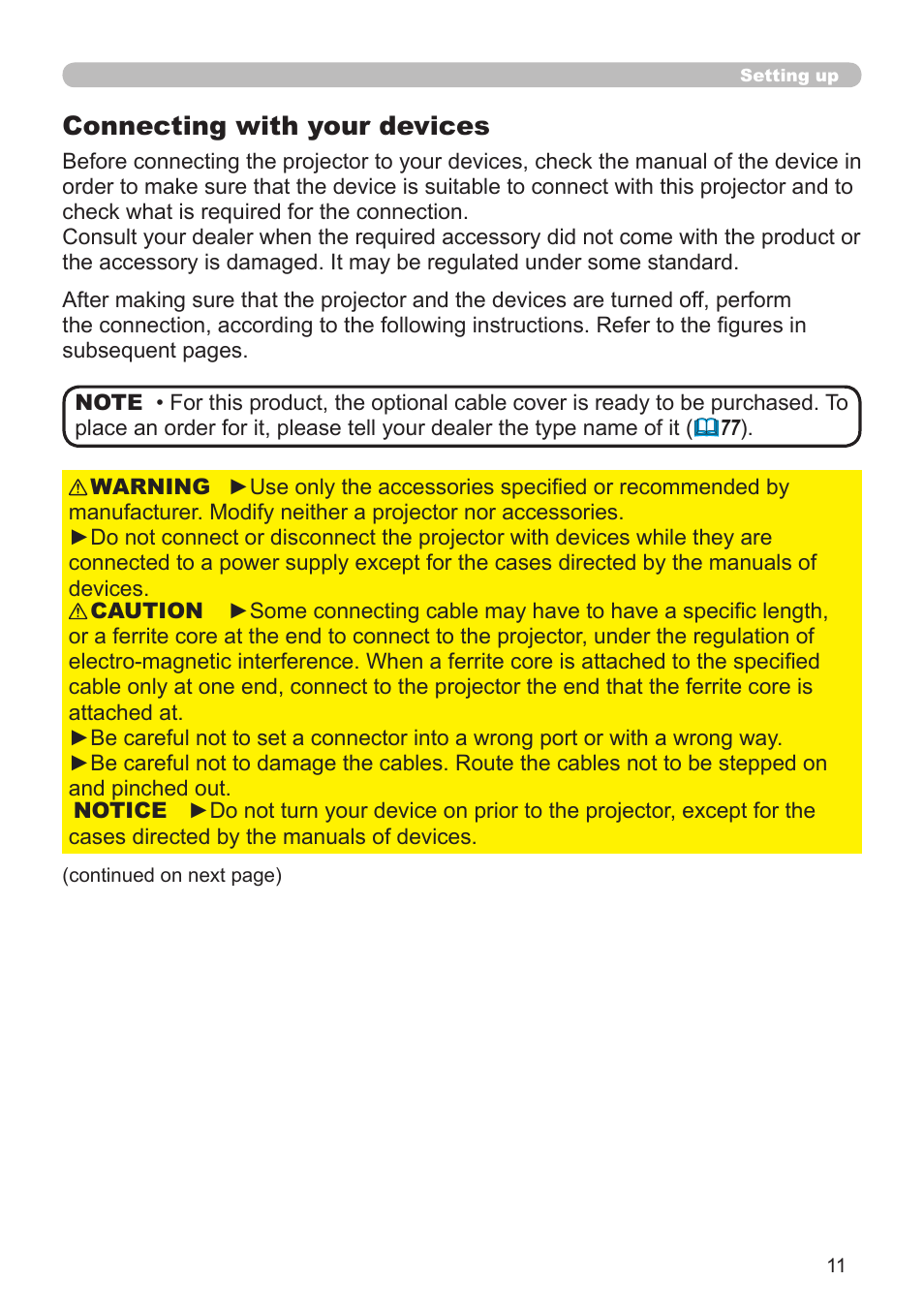 Connecting with your devices | Hitachi CP-X10000 User Manual | Page 11 / 78