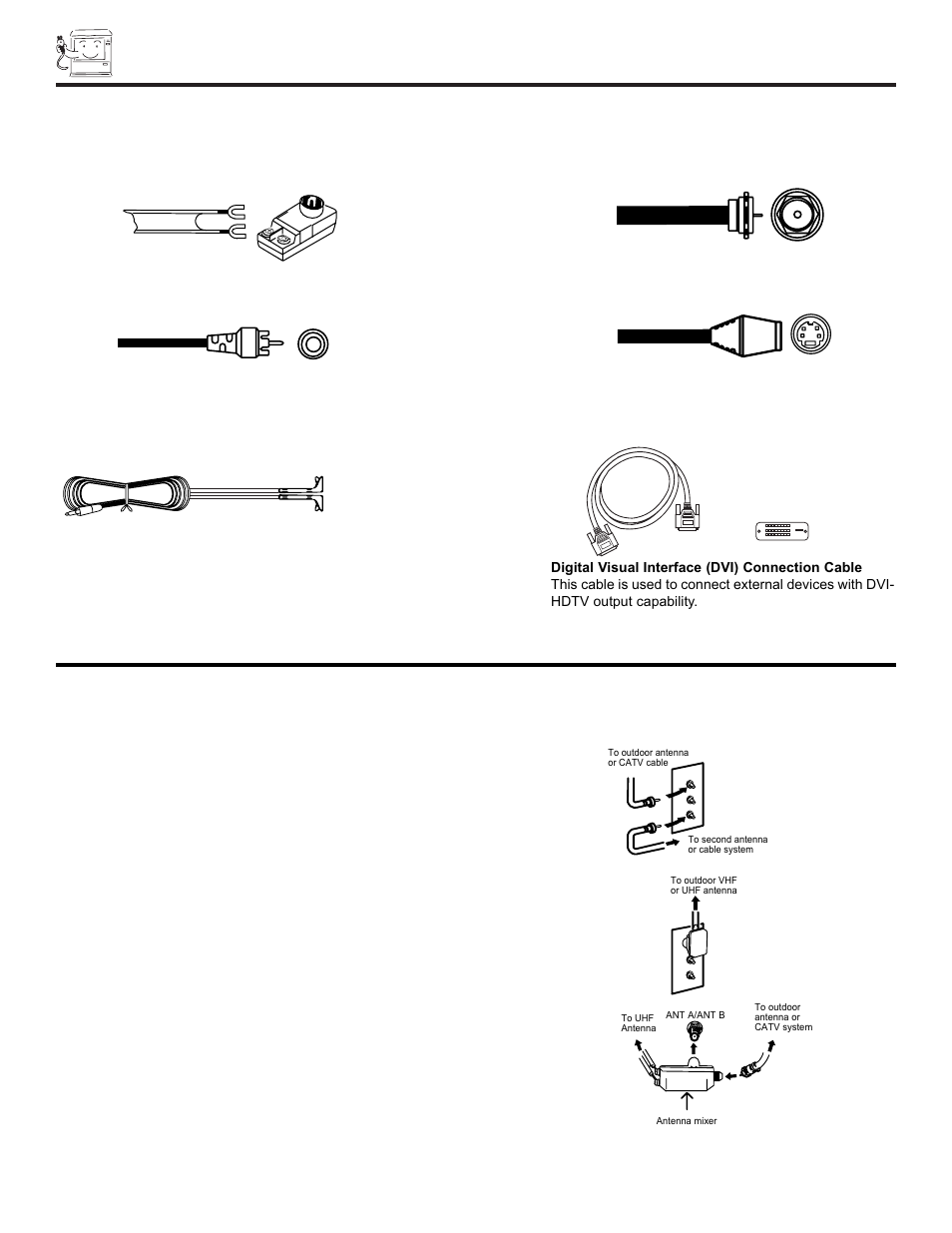 Hook-up cables and connectors | Hitachi 51SWX20B User Manual | Page 6 / 72