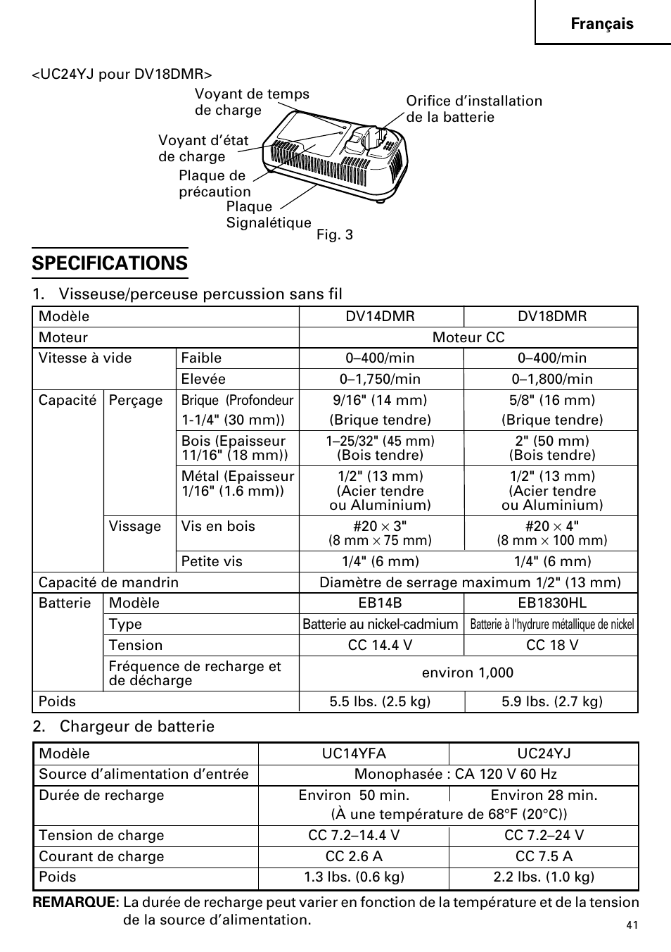 Specifications | Hitachi DV14DMR User Manual | Page 41 / 96