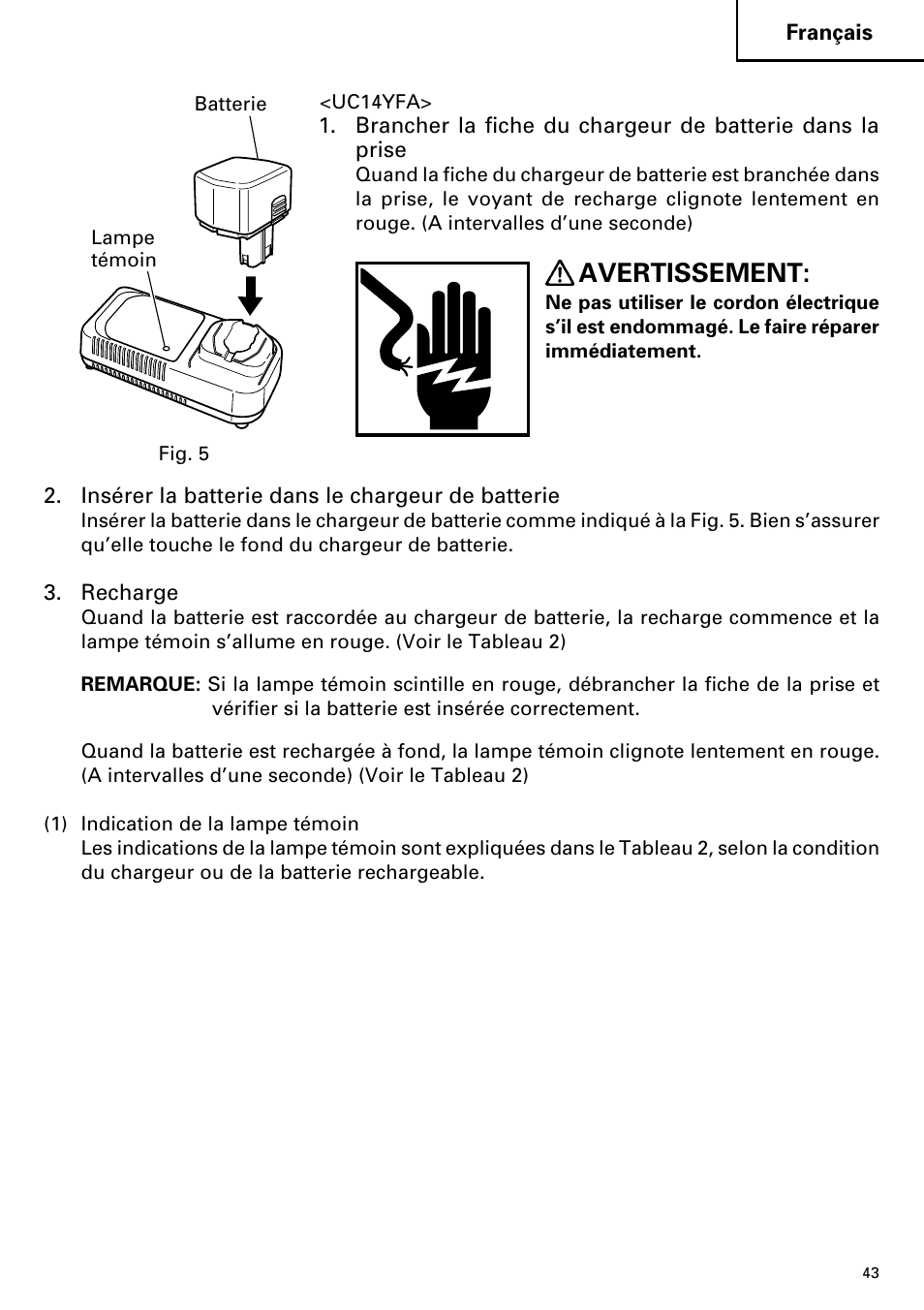 Avertissement | Hitachi DV14DMR User Manual | Page 43 / 96