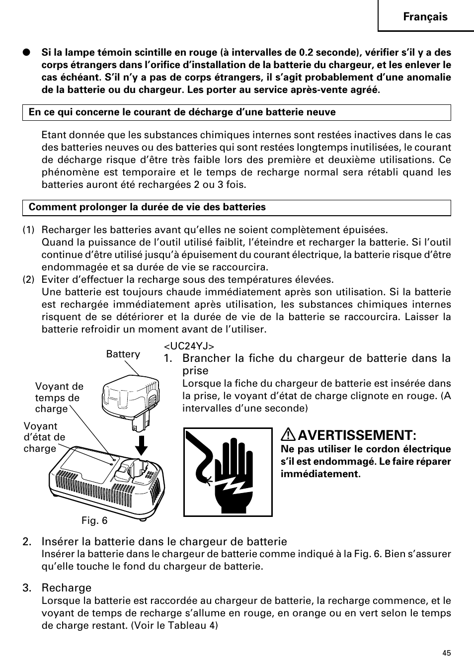 Avertissement | Hitachi DV14DMR User Manual | Page 45 / 96