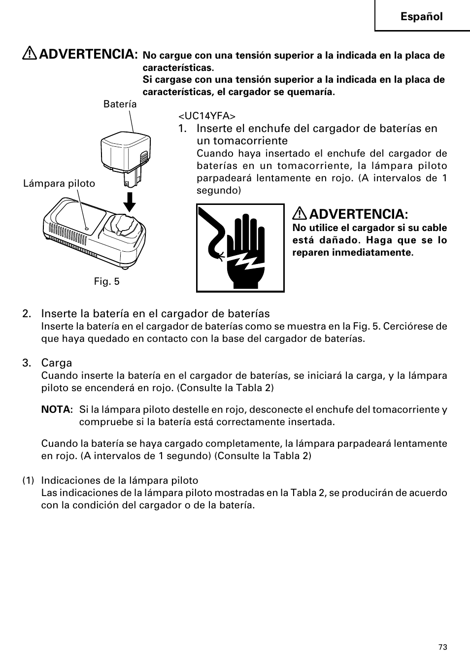 Advertencia | Hitachi DV14DMR User Manual | Page 73 / 96