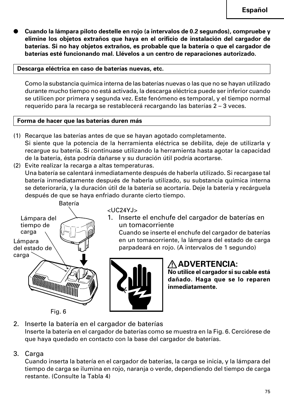 Advertencia | Hitachi DV14DMR User Manual | Page 75 / 96