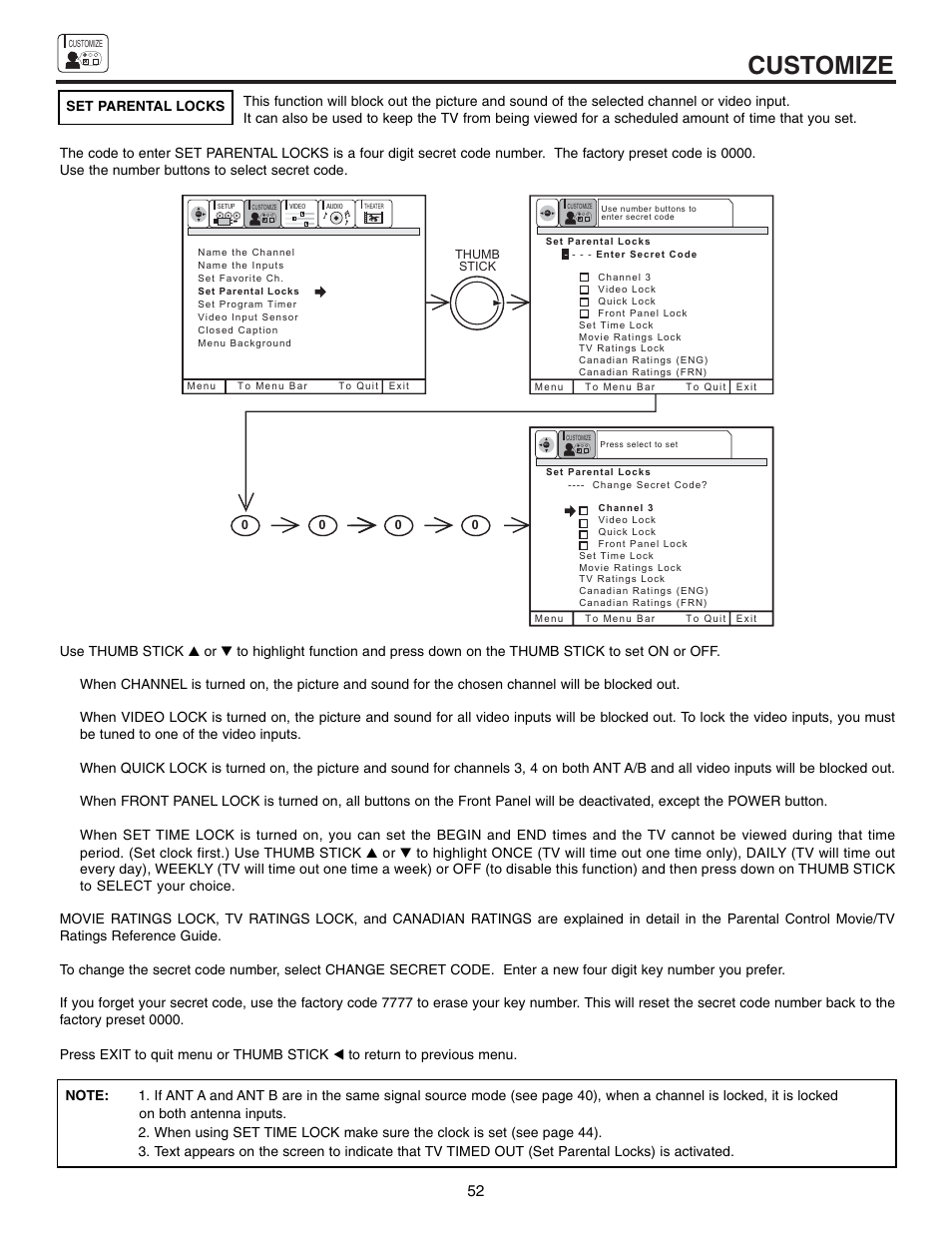 Customize | Hitachi 53SWX10B User Manual | Page 52 / 76