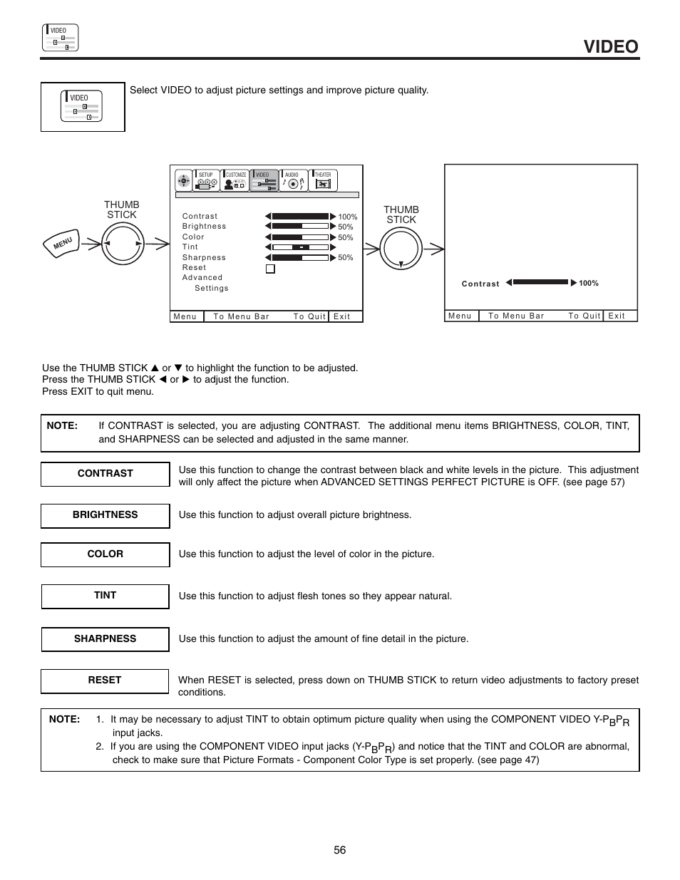 Video | Hitachi 53SWX10B User Manual | Page 56 / 76