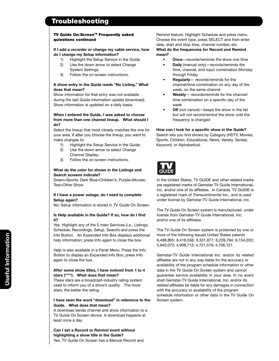 Troubleshooting, Useful information | Hitachi 55HDT79 User Manual | Page 84 / 104