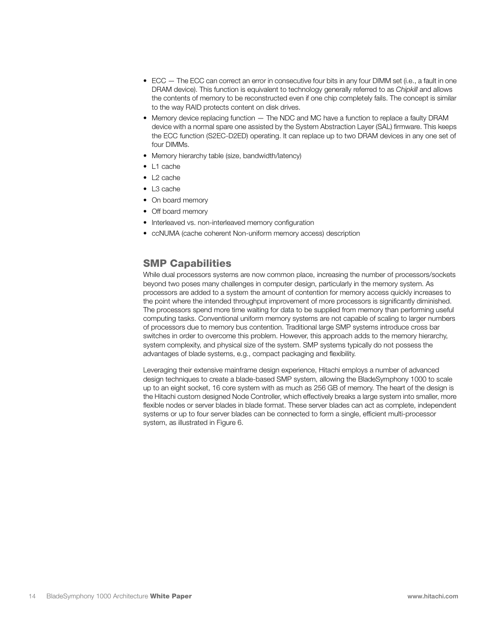 Smp capabilities | Hitachi 1000 User Manual | Page 14 / 52