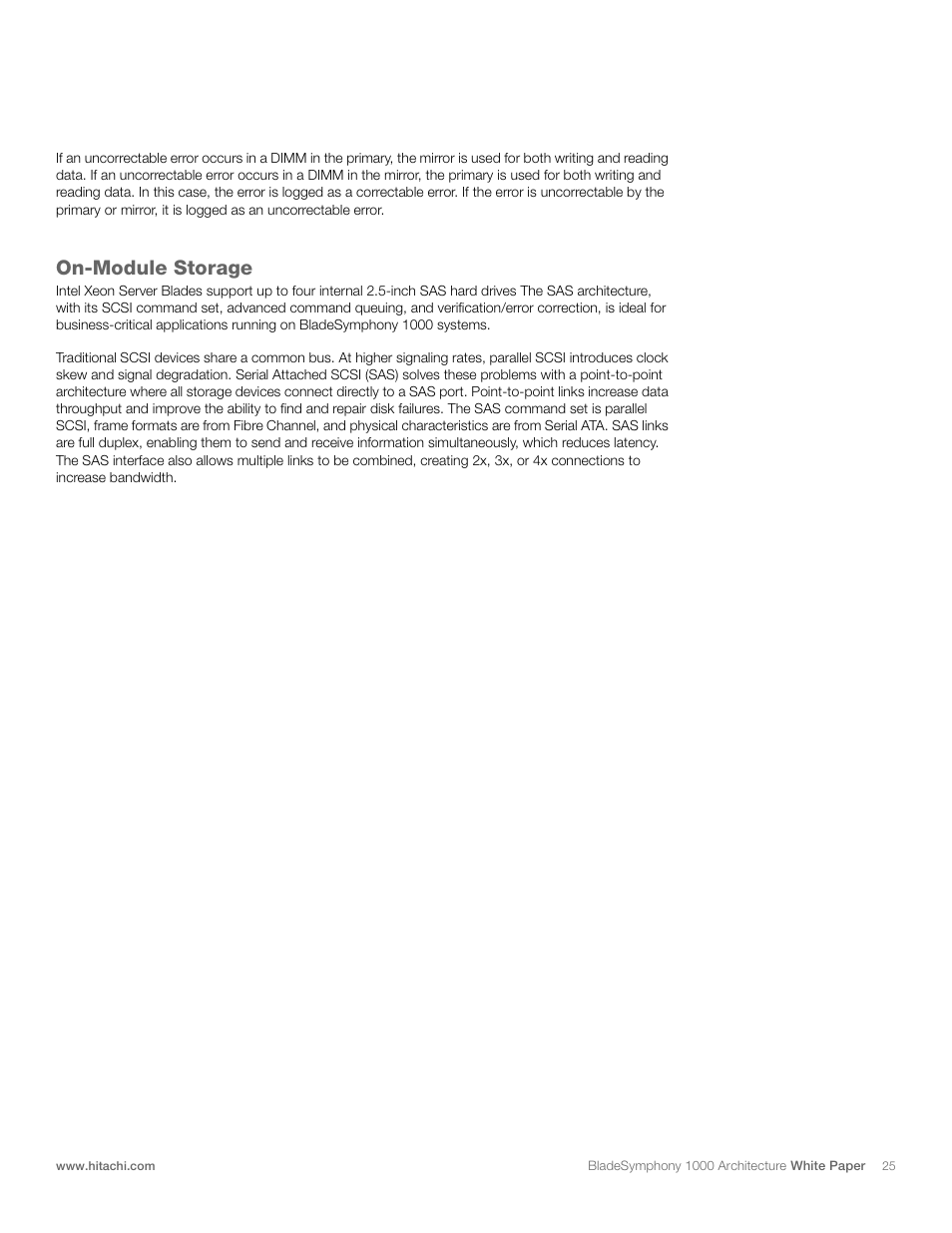 On-module storage | Hitachi 1000 User Manual | Page 25 / 52