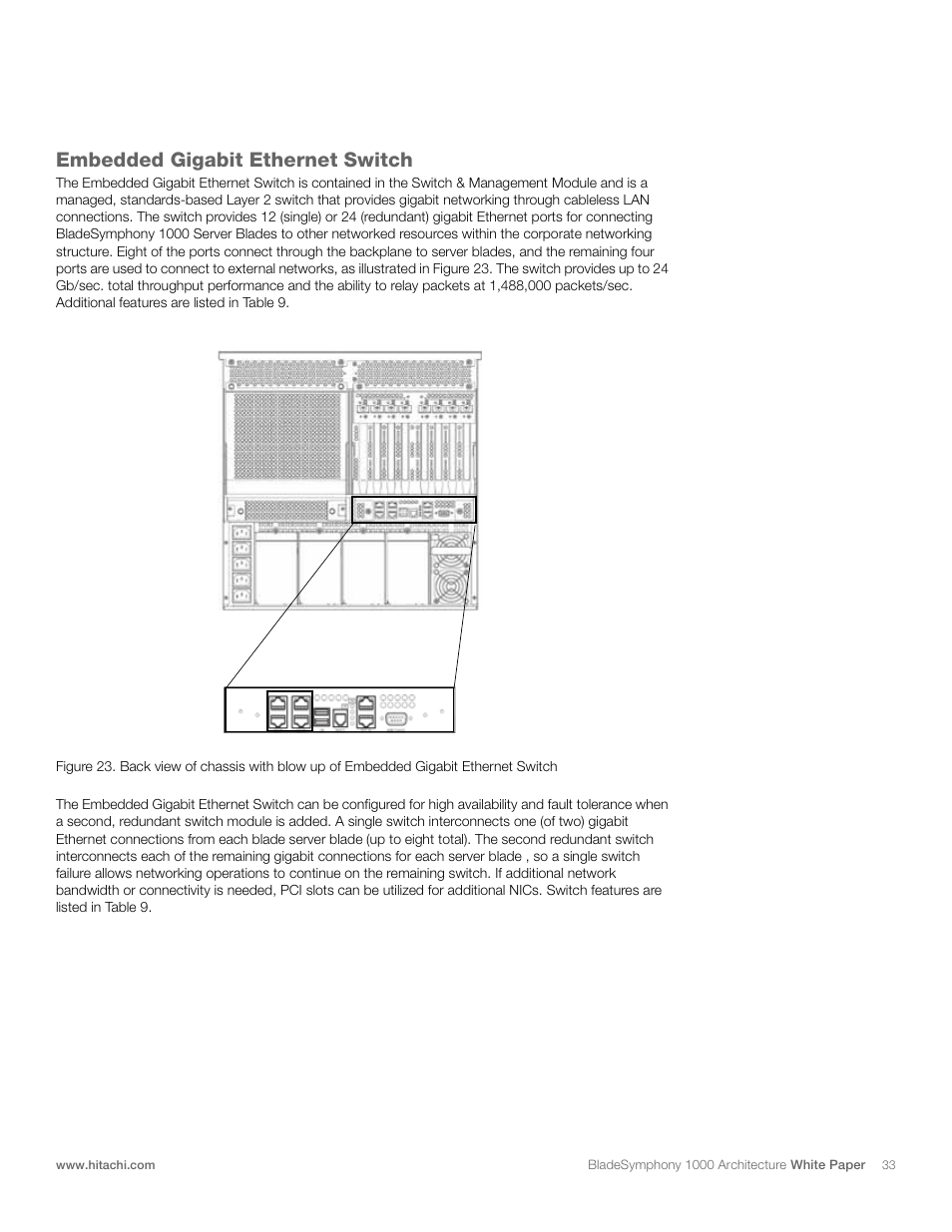 Embedded gigabit ethernet switch | Hitachi 1000 User Manual | Page 33 / 52