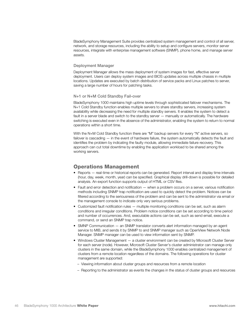Operations management | Hitachi 1000 User Manual | Page 46 / 52