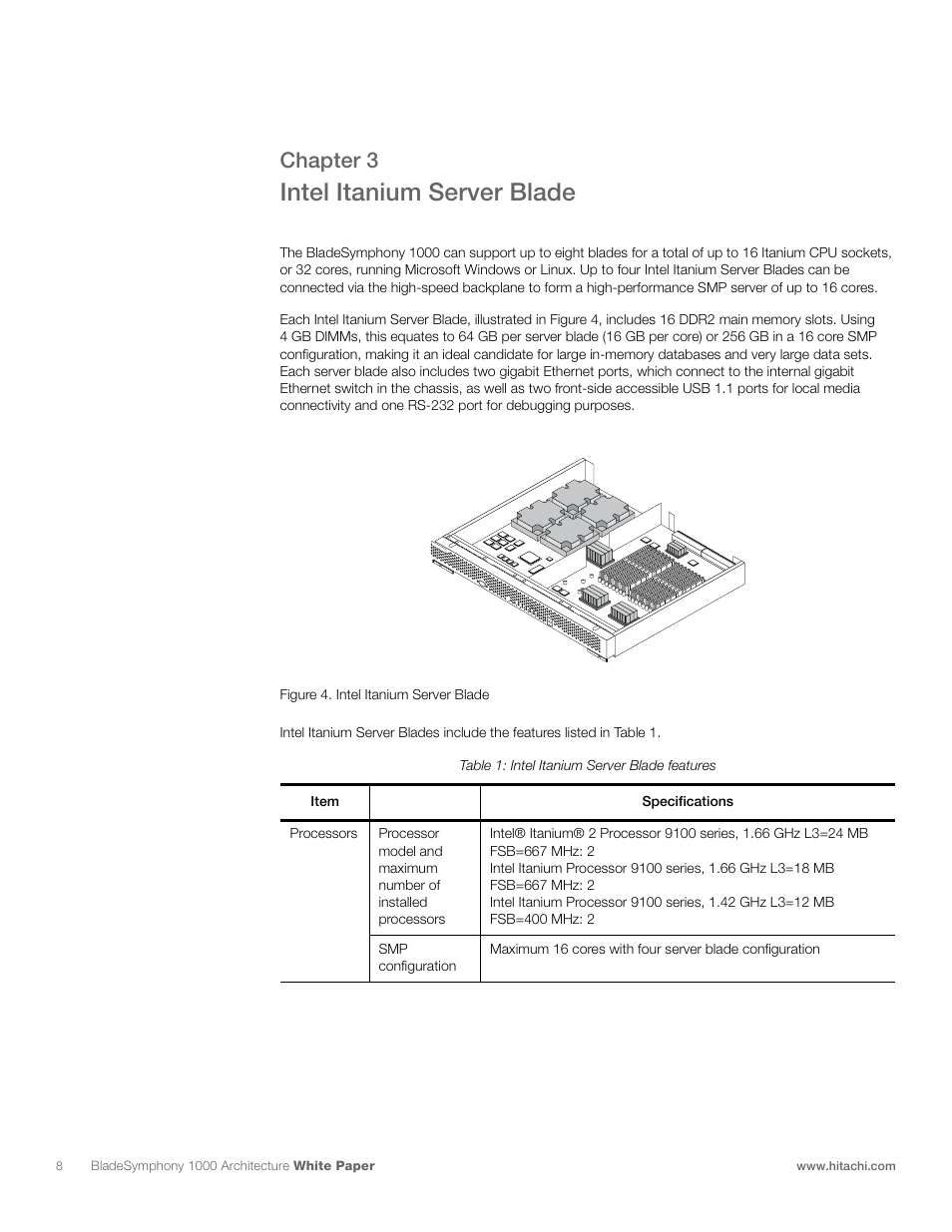 Intel itanium server blade, Chapter 3 | Hitachi 1000 User Manual | Page 8 / 52