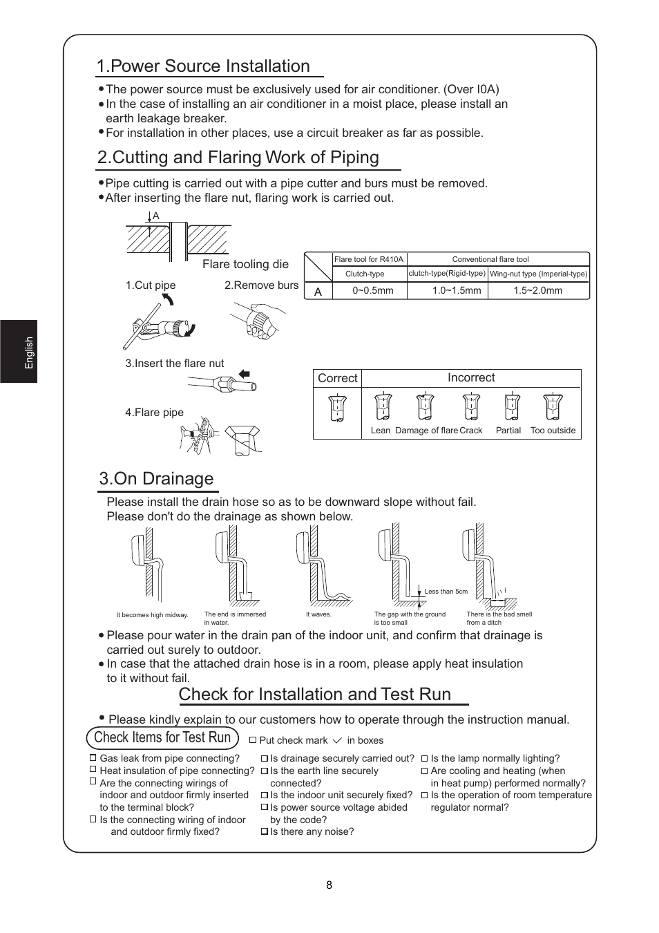 Check items for test run | Hitachi HSU-12RD03/R2(SDB) User Manual | Page 10 / 39