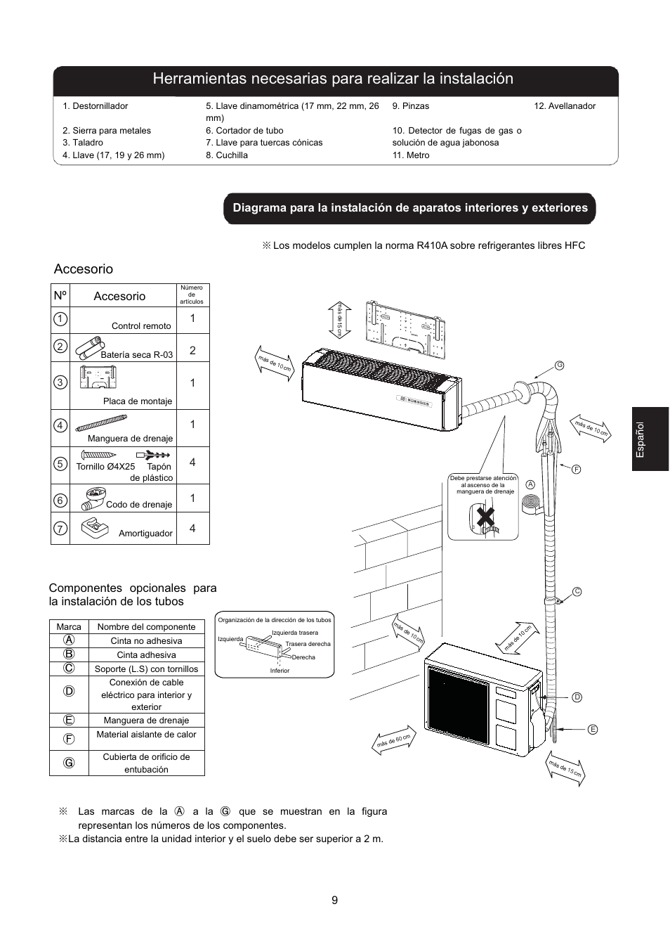 Accesorio, Nº accesorio | Hitachi HSU-12RD03/R2(SDB) User Manual | Page 11 / 39