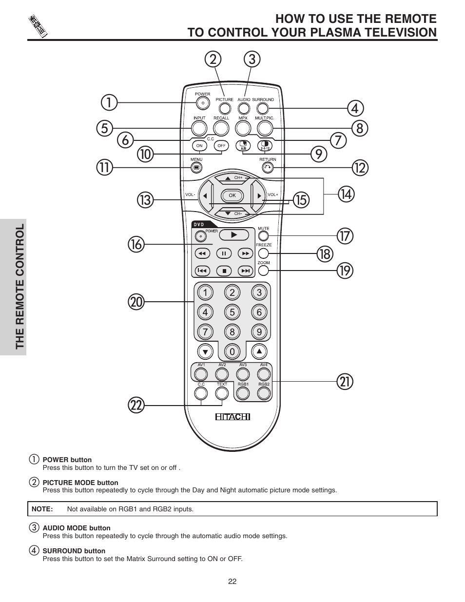 Hitachi 42EDT41A User Manual | Page 22 / 84