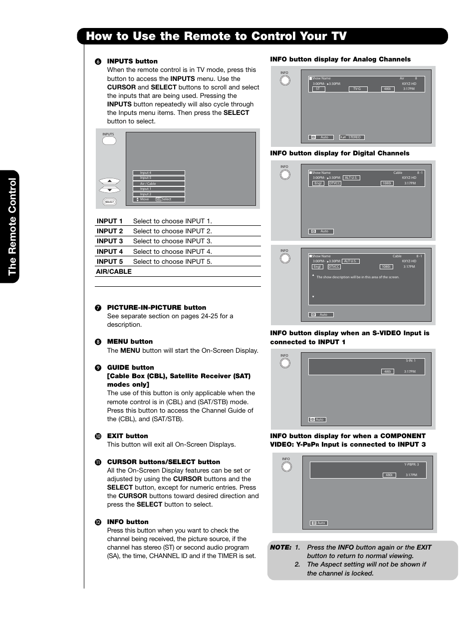 How to use the remote to control your tv, The remote contr ol | Hitachi 50VS69A User Manual | Page 22 / 80