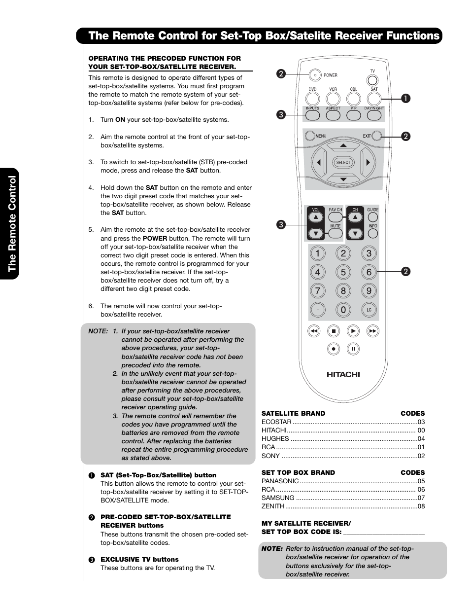 The remote contr ol | Hitachi 50VS69A User Manual | Page 28 / 80