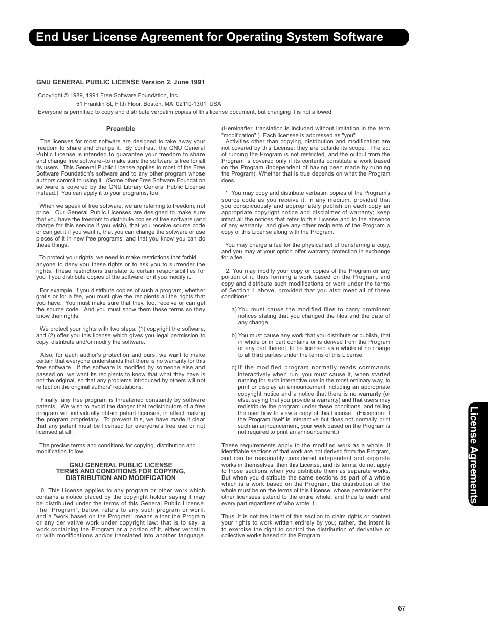 License agreements | Hitachi 50VS69A User Manual | Page 67 / 80