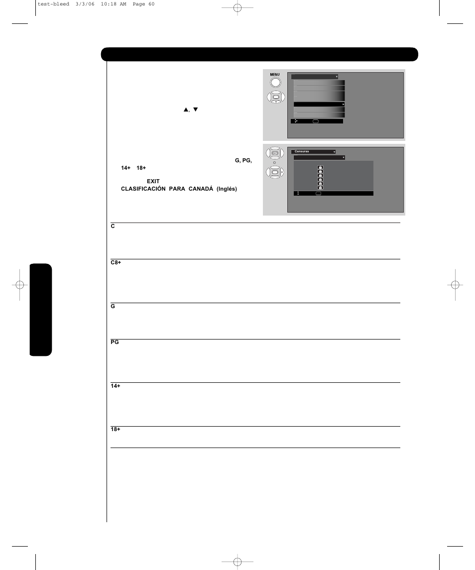 Censuras | Hitachi P55H4011 User Manual | Page 108 / 144