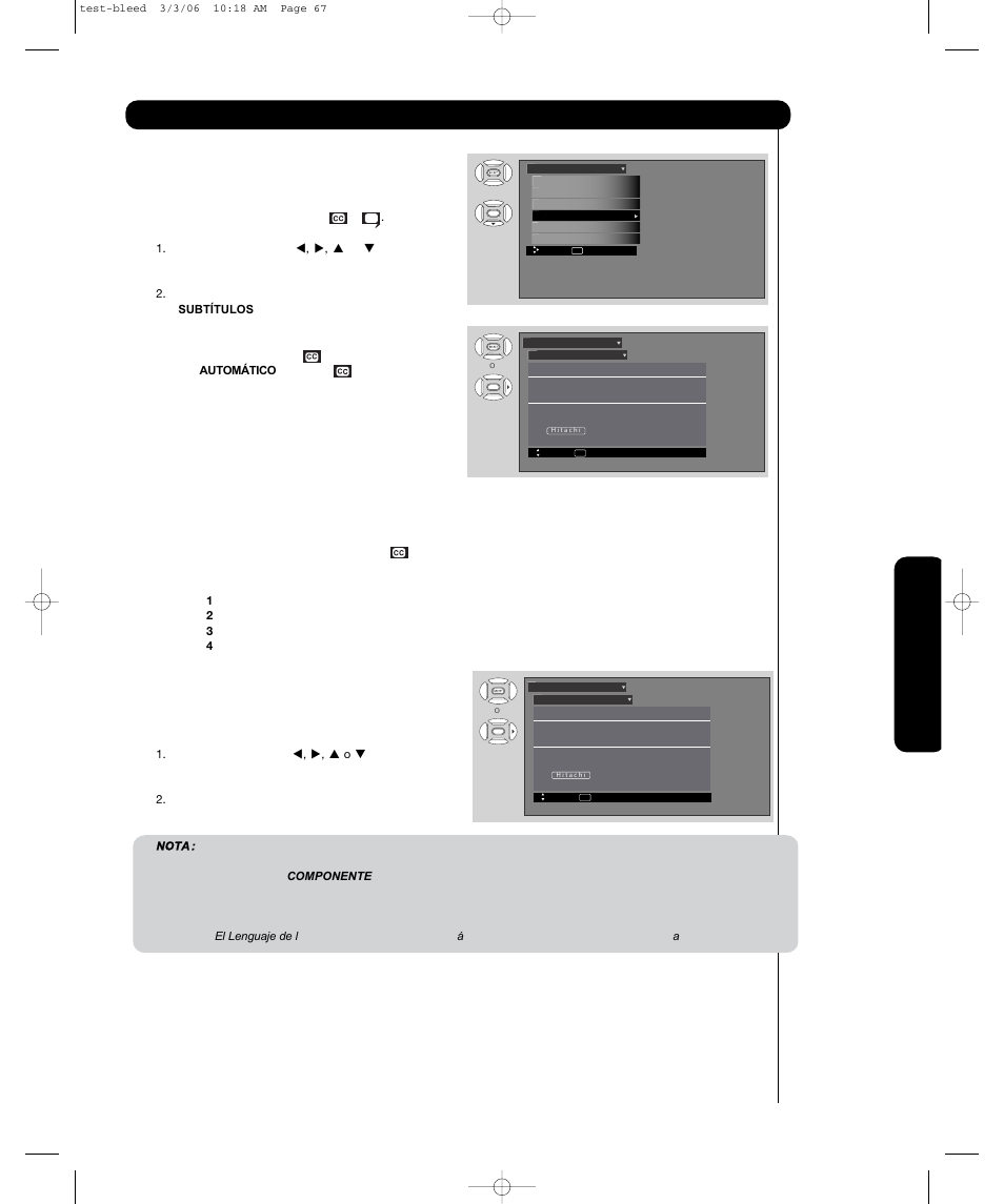 Configurar, Menú en pantalla | Hitachi P55H4011 User Manual | Page 117 / 144