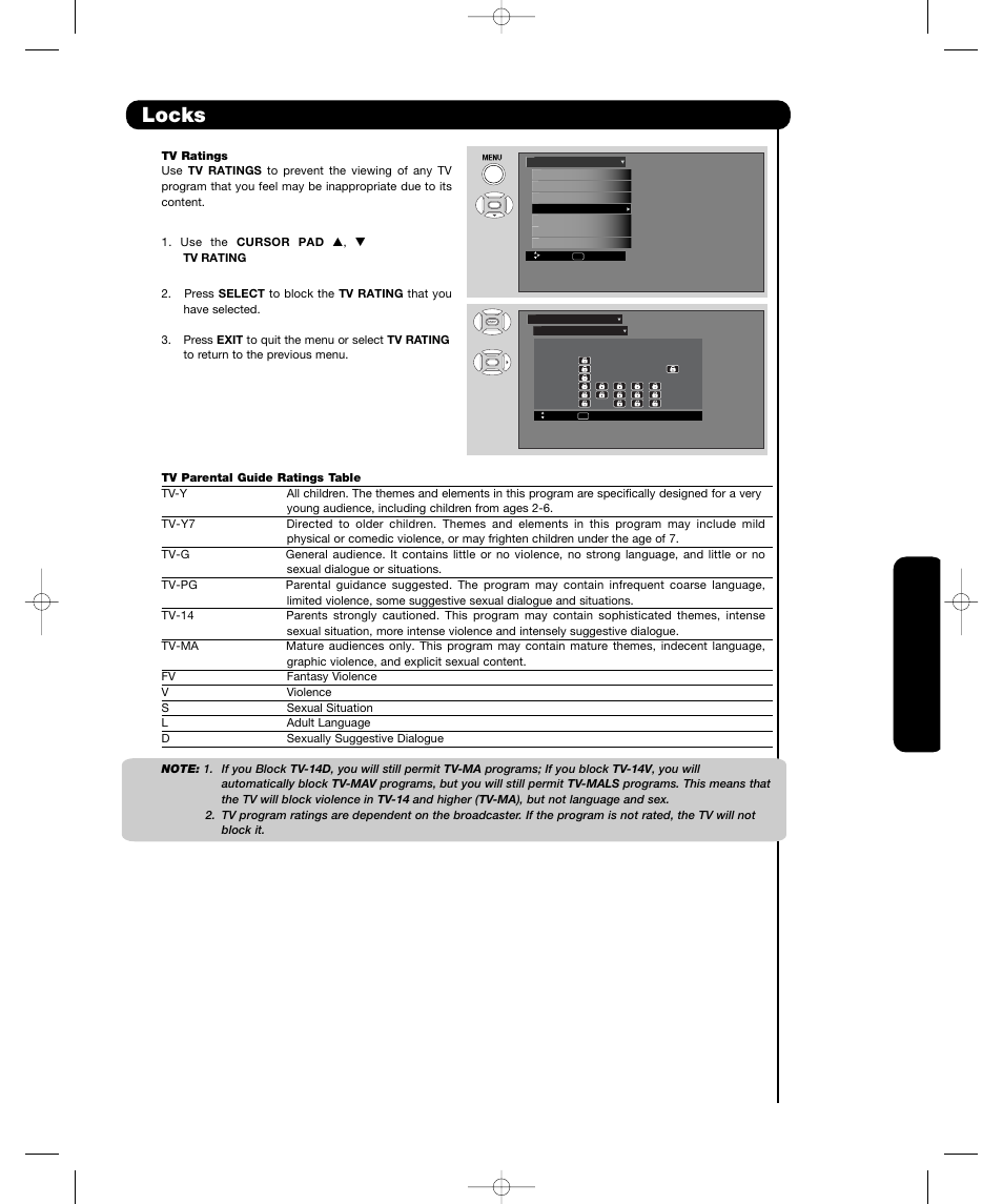 Locks, On-sc ree n display | Hitachi P55H4011 User Manual | Page 43 / 144