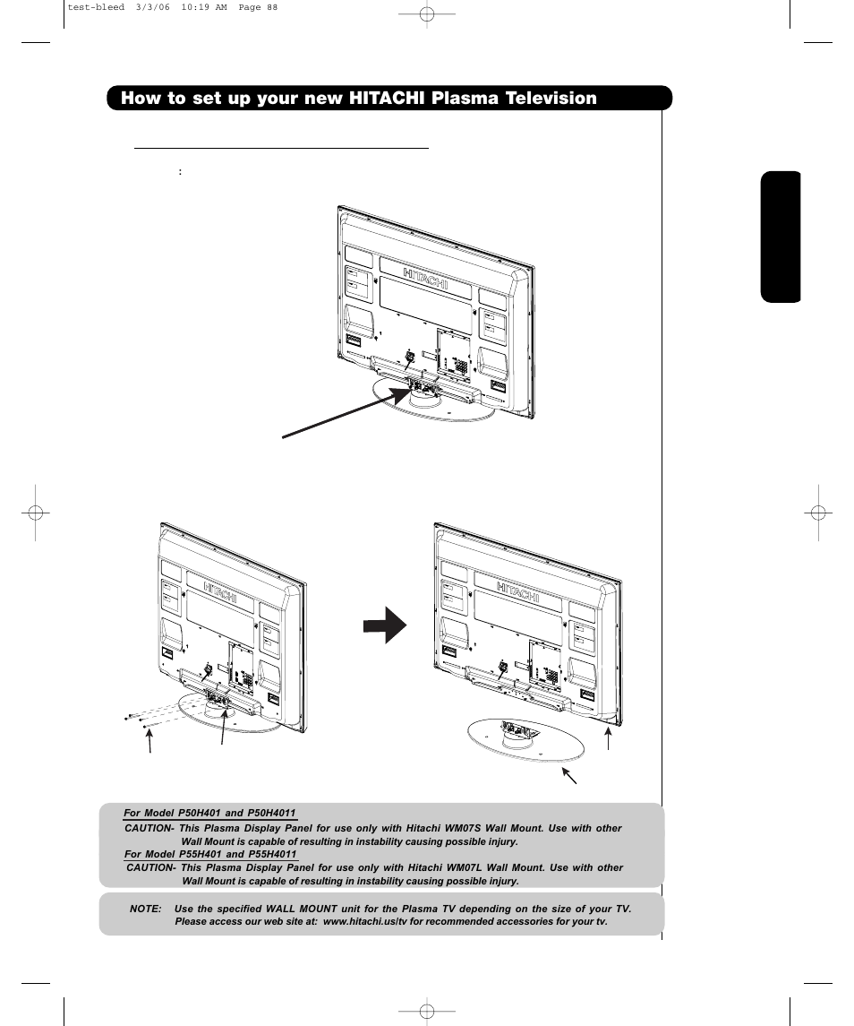 How to set up your new hitachi plasma television | Hitachi P55H4011 User Manual | Page 7 / 144
