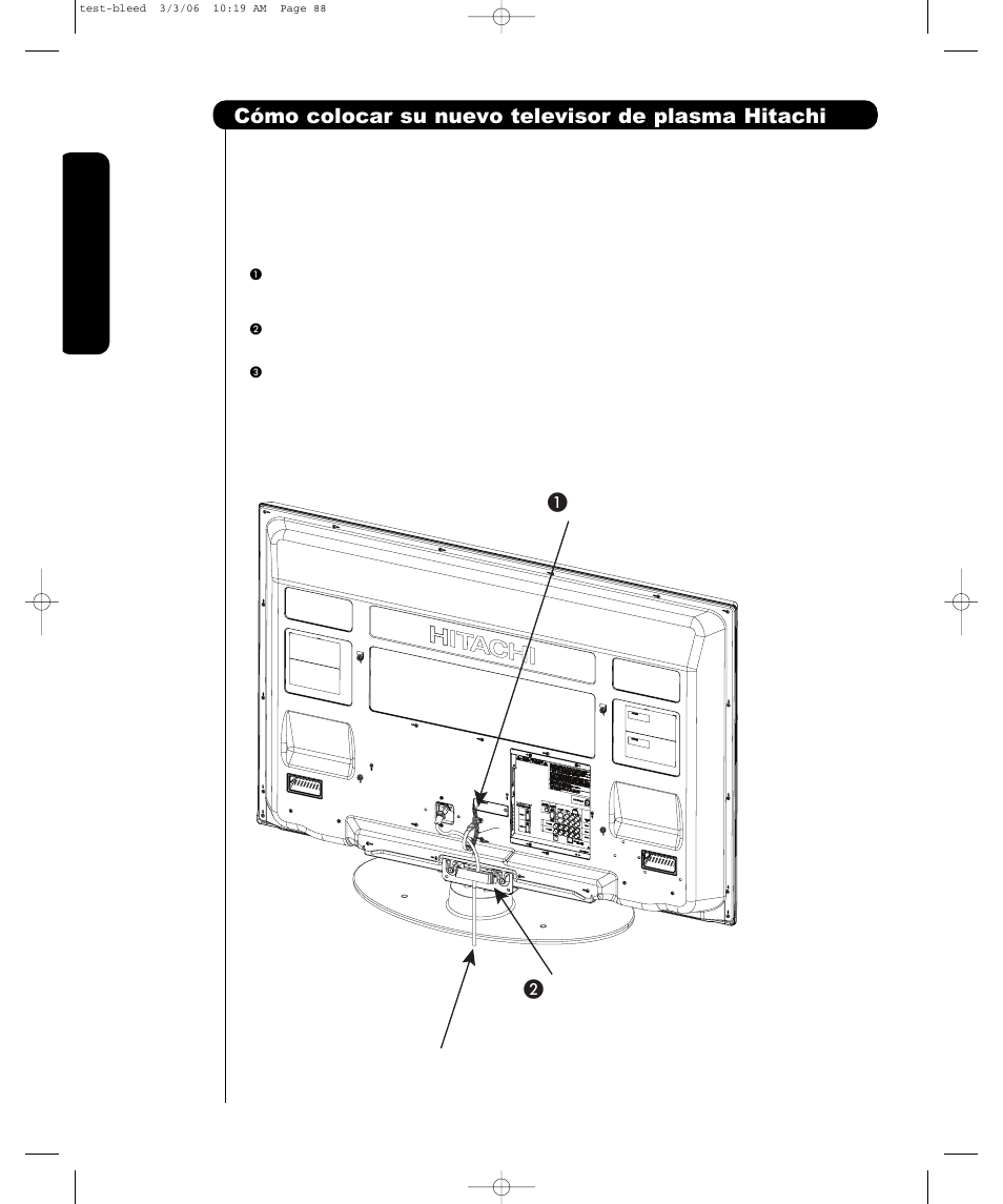 Cómo colocar su nuevo televisor de plasma hitachi, Uso por primera vez | Hitachi P55H4011 User Manual | Page 70 / 144