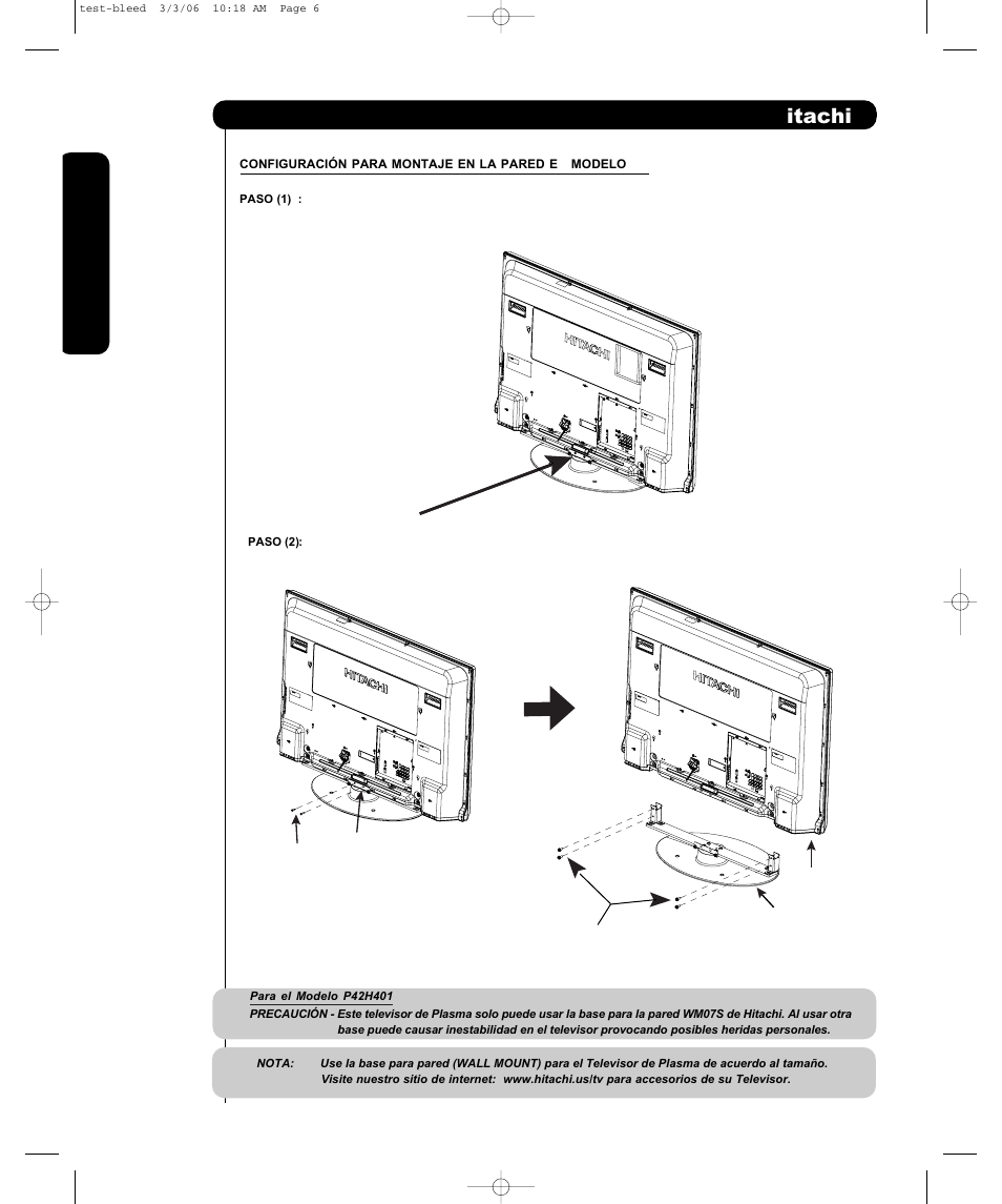 Uso por primera vez | Hitachi P55H4011 User Manual | Page 72 / 144