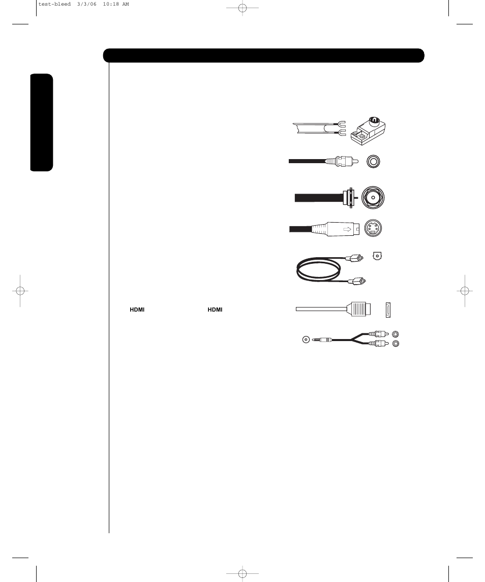 Cables y conectores, Uso por primera vez | Hitachi P55H4011 User Manual | Page 74 / 144