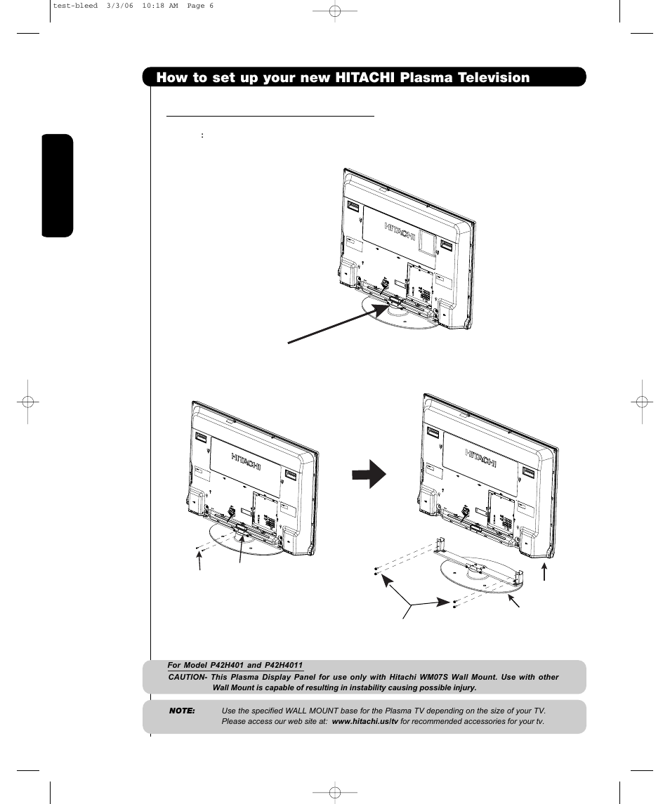 How to set up your new hitachi plasma television, First time use | Hitachi P55H4011 User Manual | Page 8 / 144