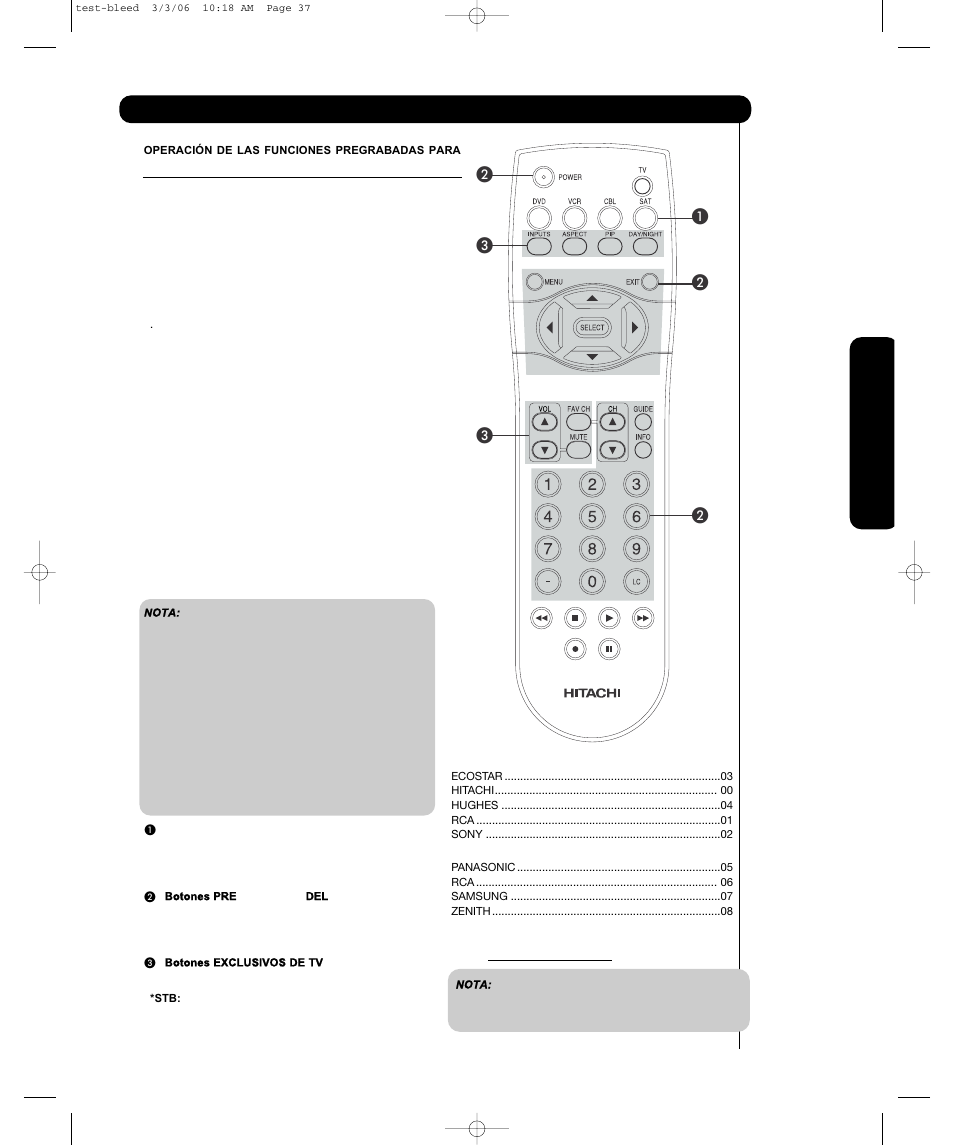 El control remoto l l | Hitachi P55H4011 User Manual | Page 93 / 144
