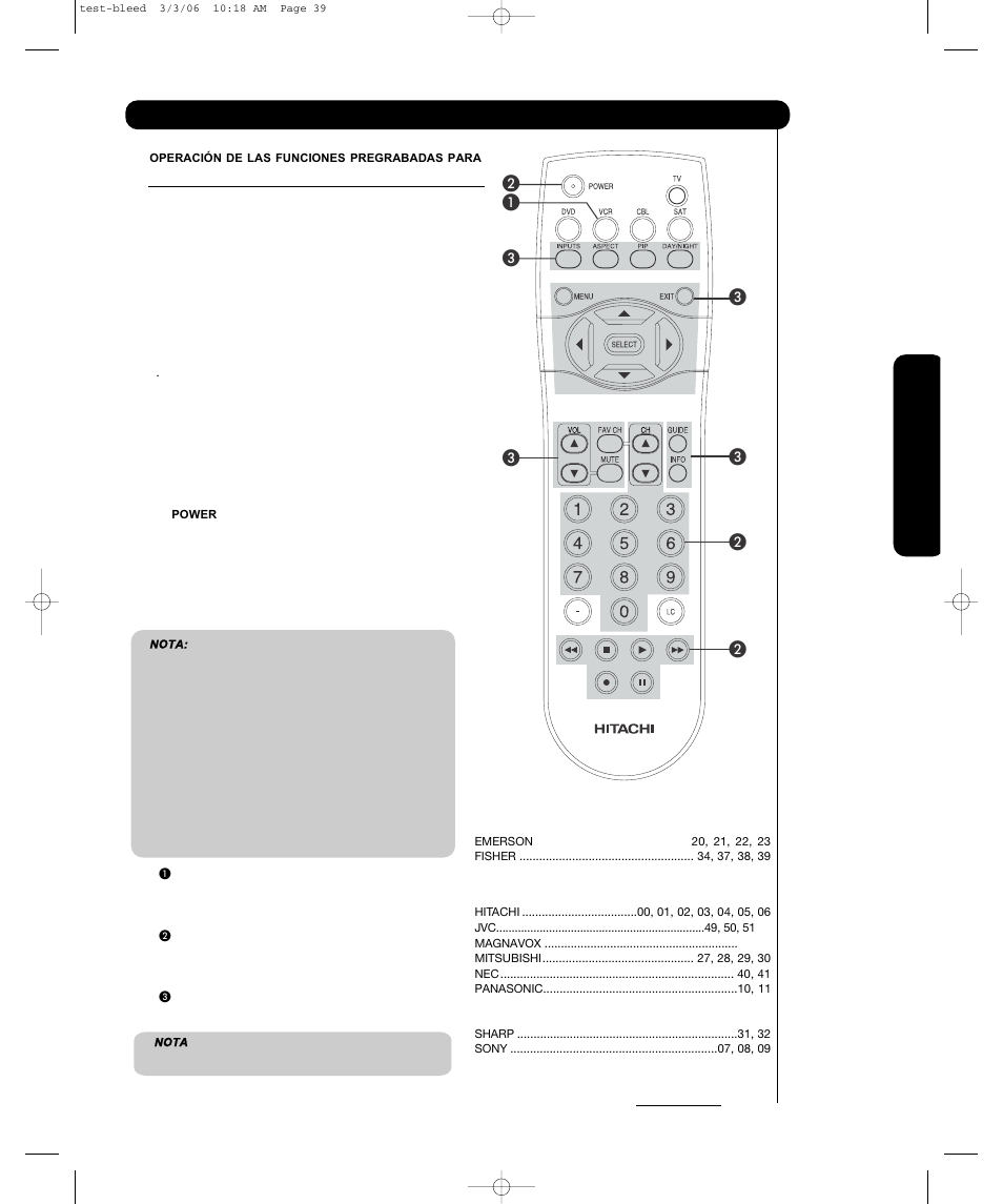 El control remoto para controlar una vcr, El control remoto l l | Hitachi P55H4011 User Manual | Page 95 / 144