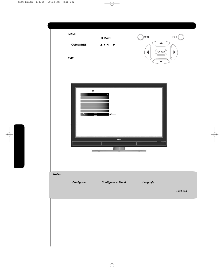 Menú en pantalla | Hitachi P55H4011 User Manual | Page 96 / 144
