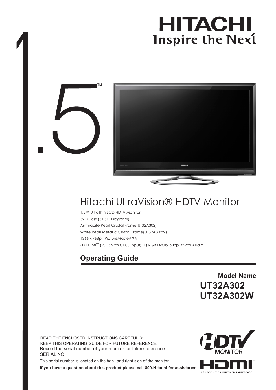 Hitachi UT32A302 User Manual | 53 pages