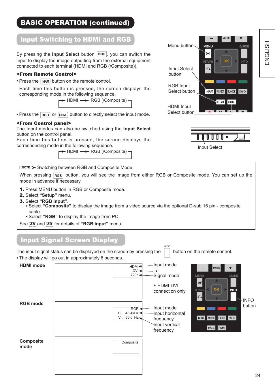 Input signal screen display | Hitachi UT32A302 User Manual | Page 25 / 53