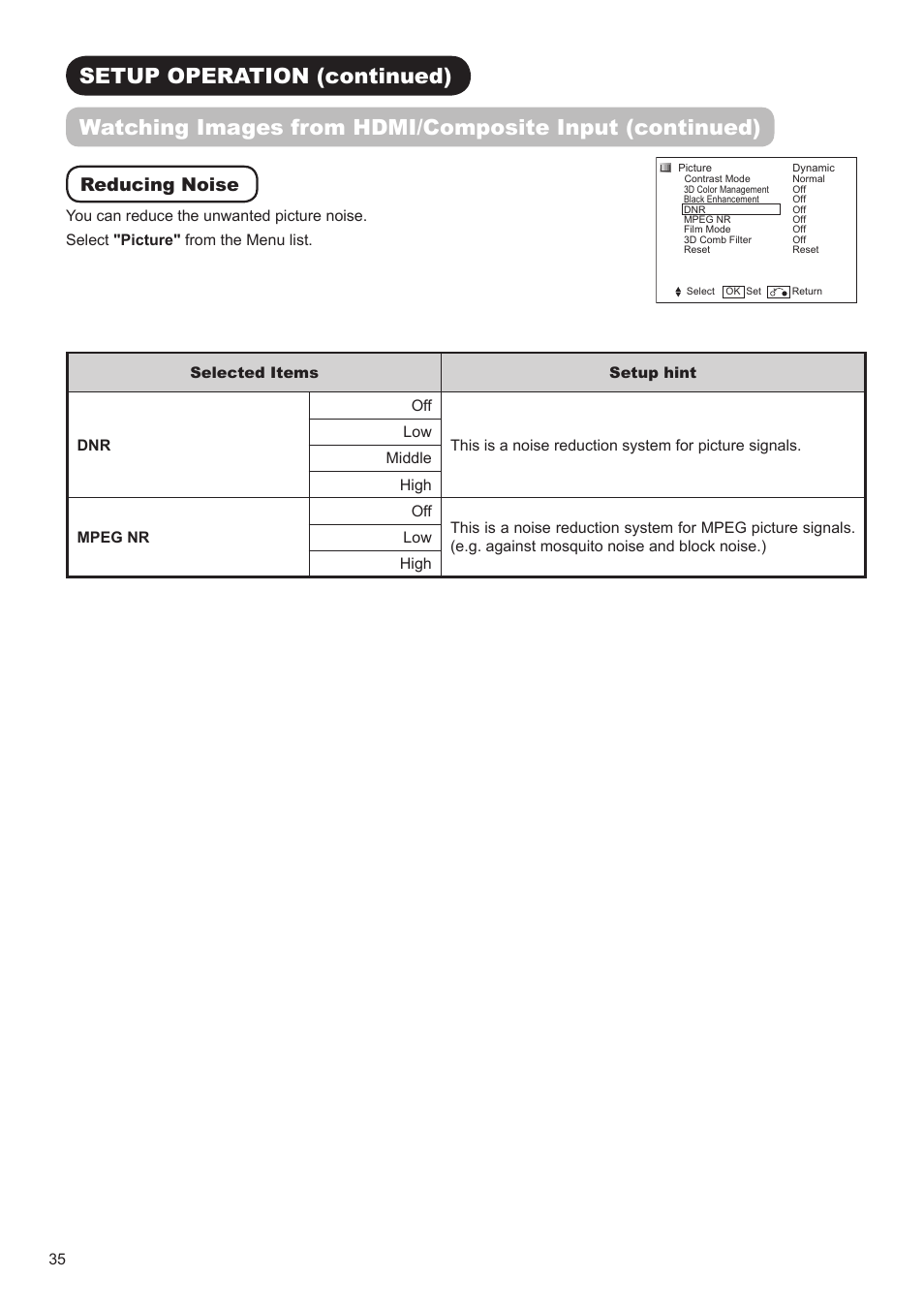 Reducing noise | Hitachi UT32A302 User Manual | Page 36 / 53