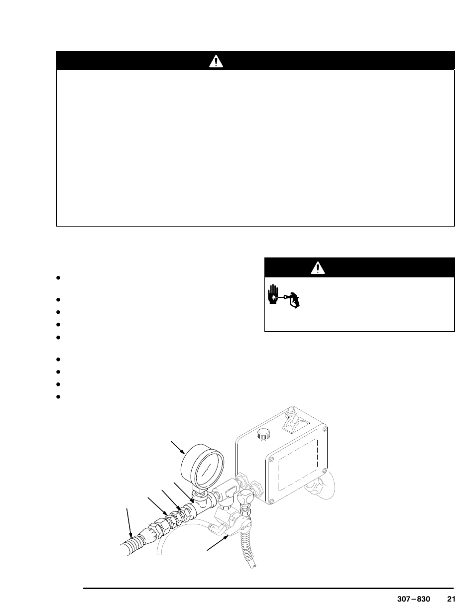Pressure control adjustment, Warning | Hitachi 220-856 User Manual | Page 21 / 28