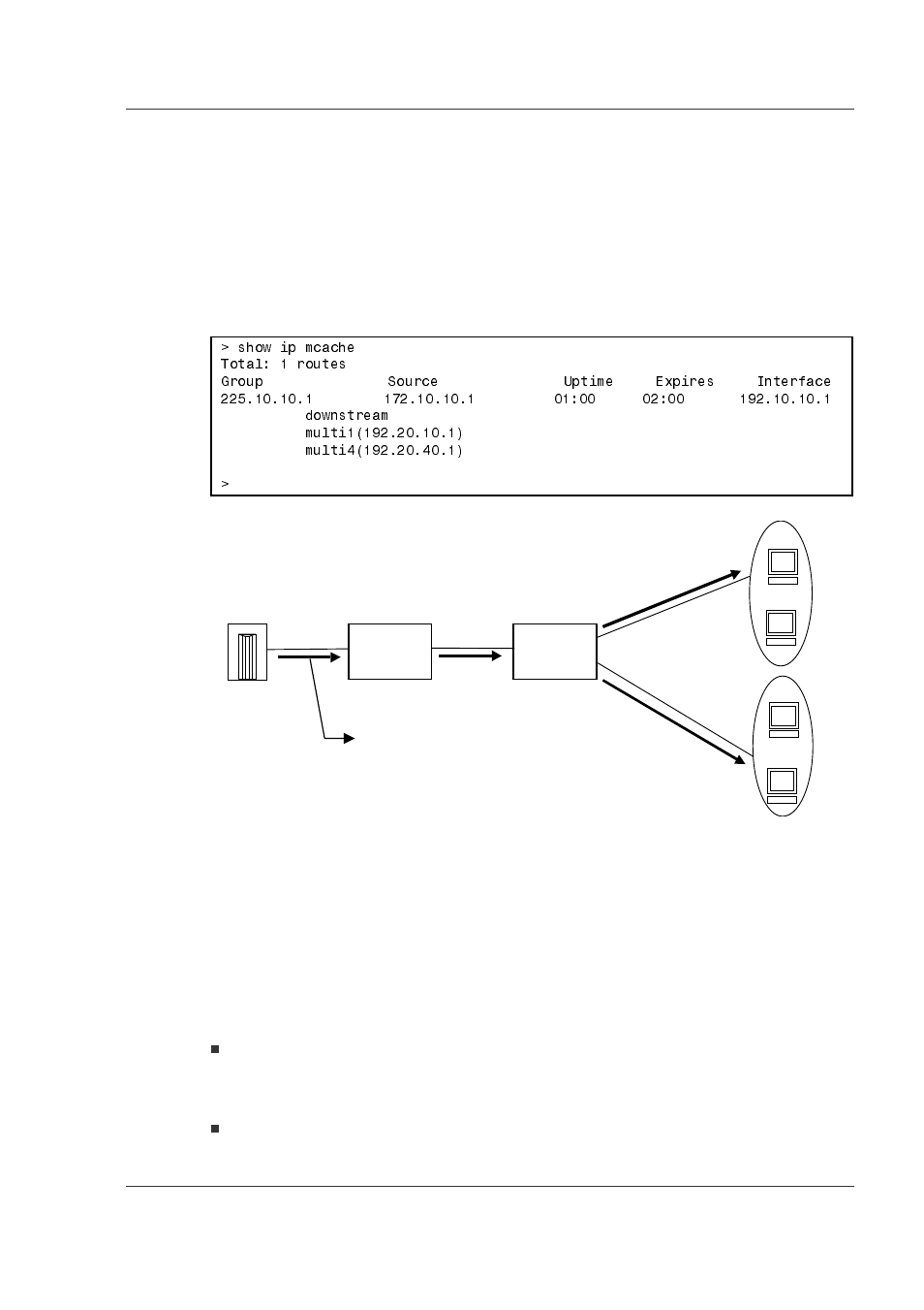 1 confirming routes to destination group address, 2 confirming the pim-dm and pim-sm information, 1 interface information | 2 confirming the pim-dm and pim-sm information -21, 1 interface information -21, Figure 5-40. result of s | Hitachi GR2000 Series User Manual | Page 121 / 328