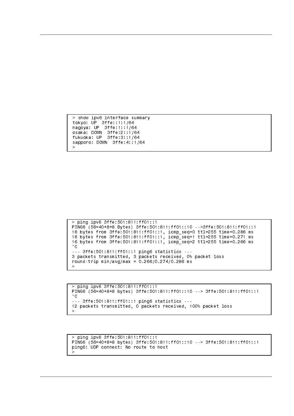 5 confirmation of ipv6 network state, 1 confirming the up/down state of interface, 5 confirmation of ipv6 network state -29 | 1 confirming the up/down state of interface -29 | Hitachi GR2000 Series User Manual | Page 129 / 328