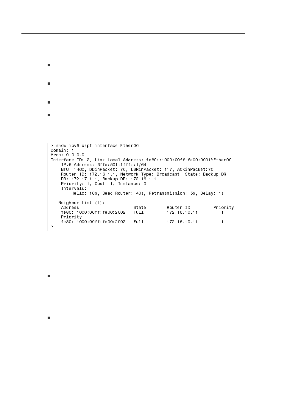 3 confirming ospfv3 interface information, 4 confirming the peering information of bgp4, 3 confirming ospfv3 interface information -38 | 4 confirming the peering information of bgp4+ -38, Figure 5-71. result of s | Hitachi GR2000 Series User Manual | Page 138 / 328