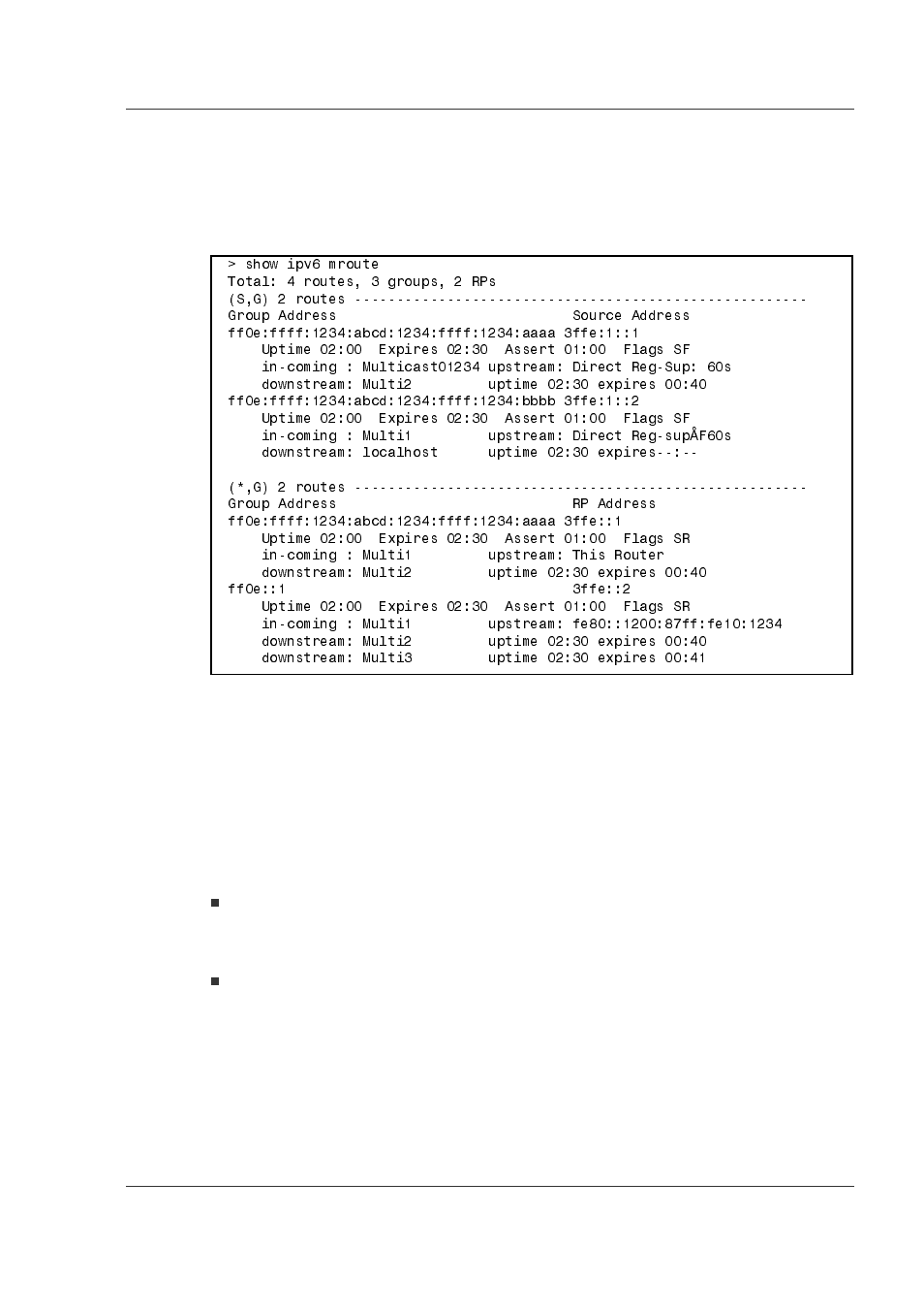 6 pim-sm routing information, 3 confirming the mld information, 1 interface information | 6 pim-sm routing information -43, 3 confirming the mld information -43, 1 interface information -43 | Hitachi GR2000 Series User Manual | Page 143 / 328