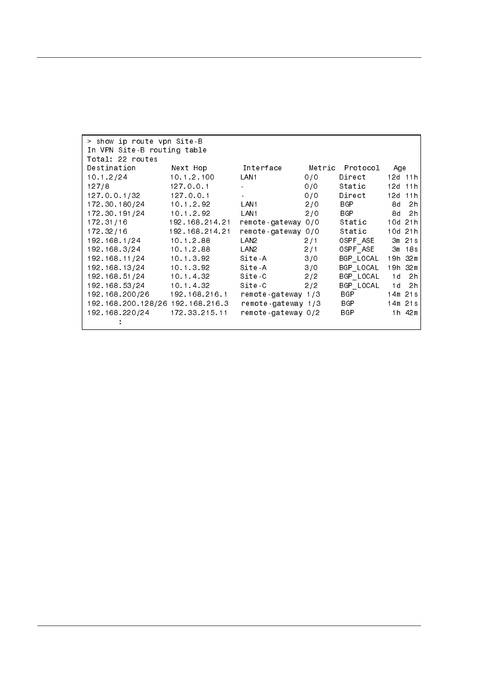4 confirming the ip-vpn route information, 5 confirming the mpls label, 4 confirming the ip-vpn route information -46 | 5 confirming the mpls label -46 | Hitachi GR2000 Series User Manual | Page 146 / 328