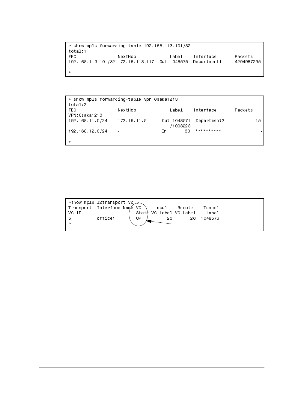 6 confirming the state of vc in eompls (l2-vpn) | Hitachi GR2000 Series User Manual | Page 147 / 328