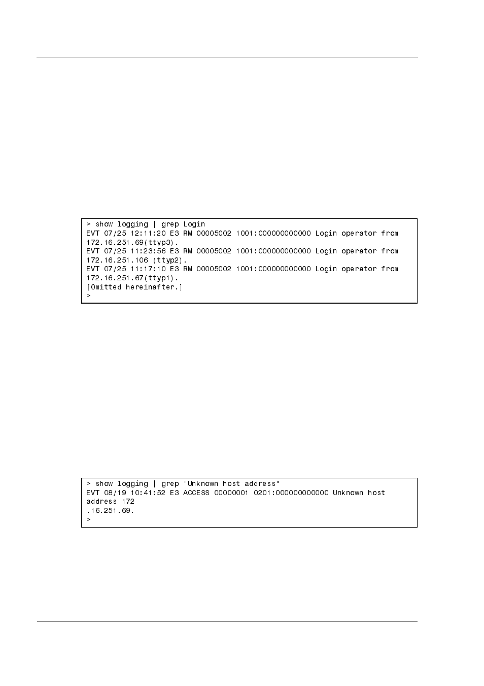 3 confirming operation log, 1 confirming history of login, 1 confirm users successful in login authentication | 3 confirm users who failed in login authentication, 3 confirming operation log -4, 1 confirming history of login -4 | Hitachi GR2000 Series User Manual | Page 158 / 328