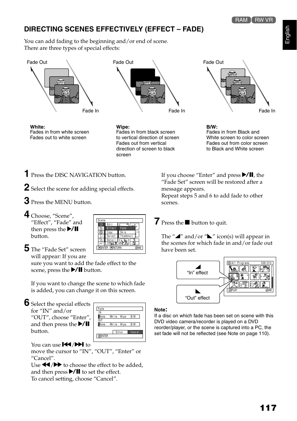 Directing scenes effectively (effect – fade) | Hitachi DZMV750MA User Manual | Page 117 / 200