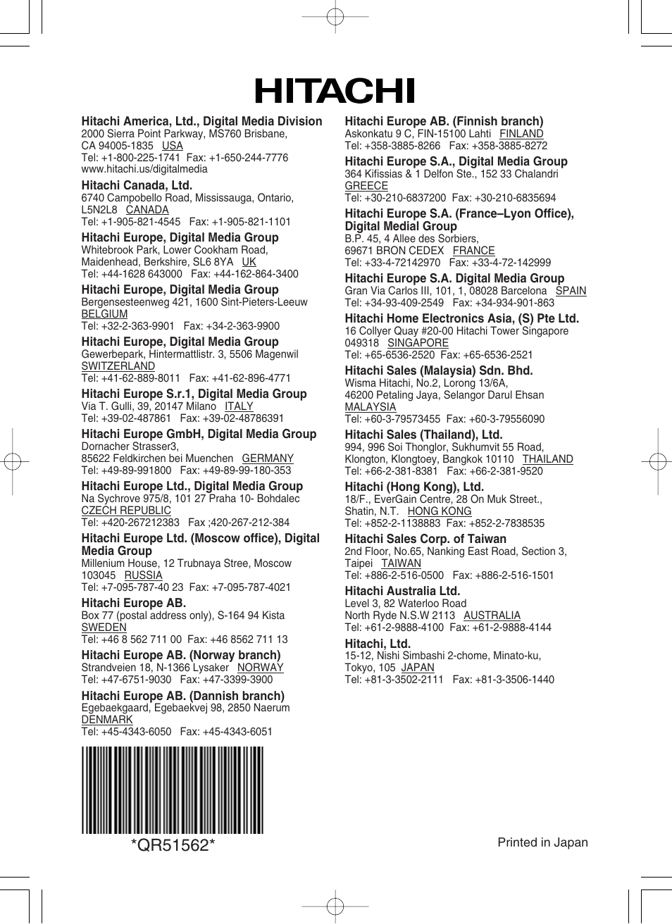 Hitachi CP-S420WA User Manual | Page 39 / 39