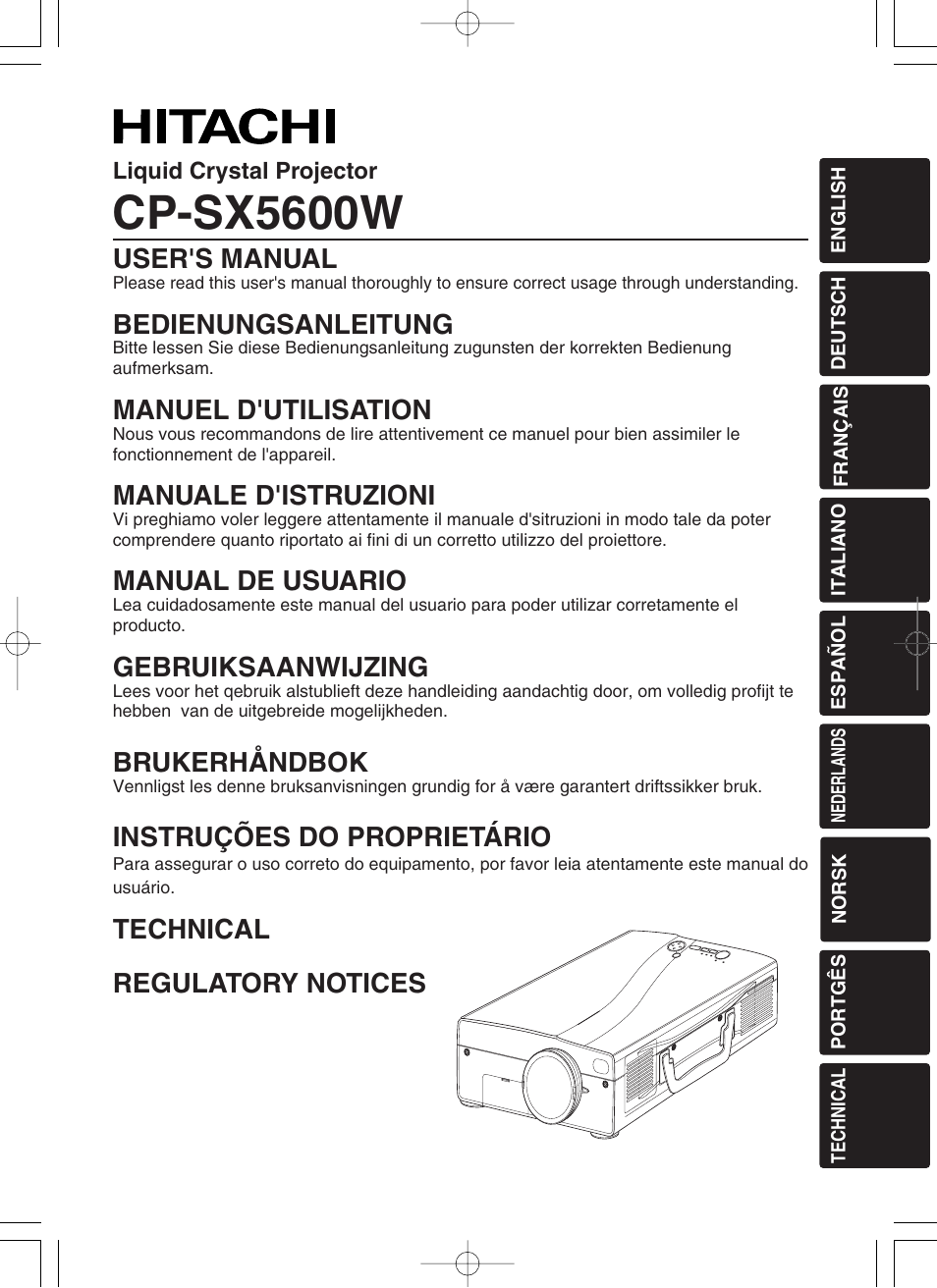 Hitachi CP-SX5600W User Manual | 40 pages