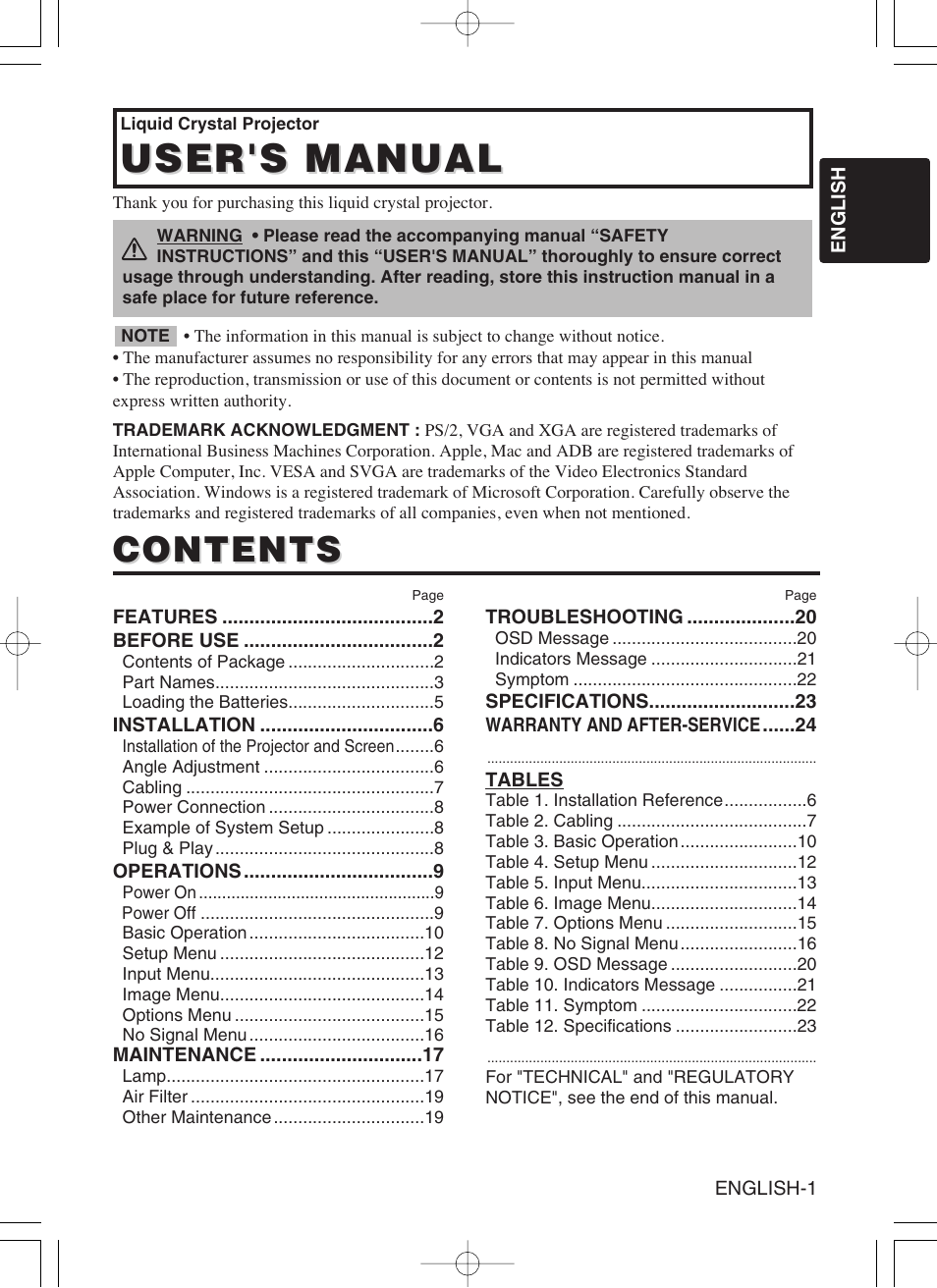 Hitachi CP-SX5600W User Manual | Page 2 / 40