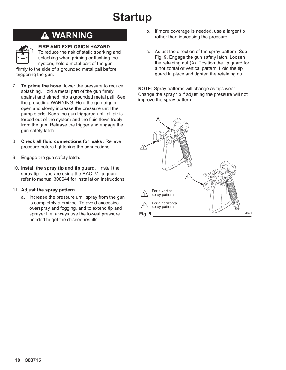 Startup, Warning | Hitachi 231580 User Manual | Page 10 / 34