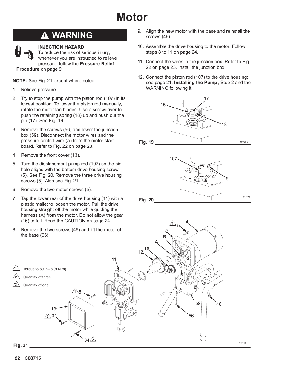 Motor, Warning | Hitachi 231580 User Manual | Page 22 / 34