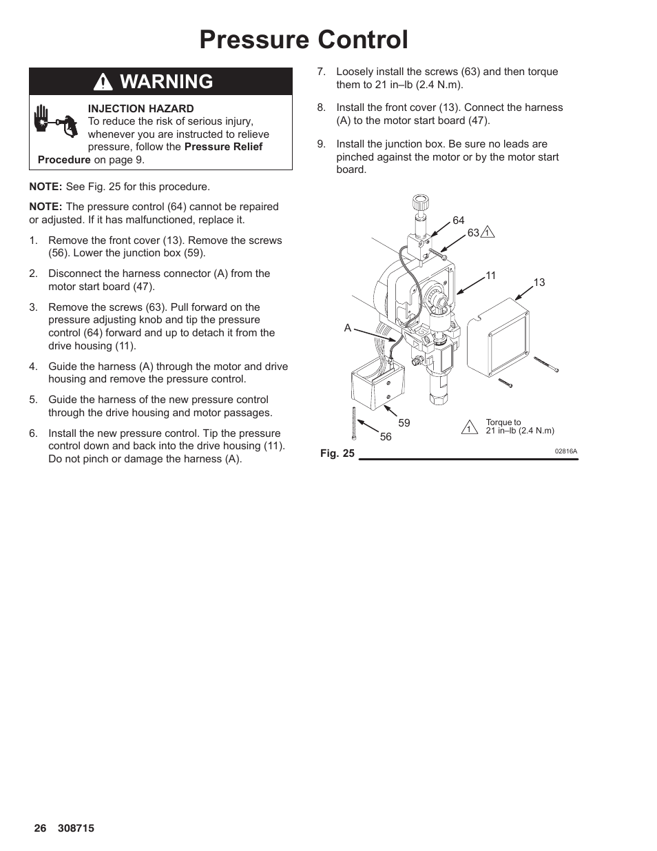 Pressure control, Warning | Hitachi 231580 User Manual | Page 26 / 34